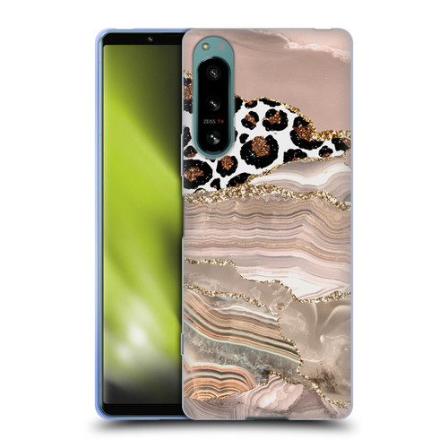 UtArt Wild Cat Marble Cheetah Waves Soft Gel Case for Sony Xperia 5 IV