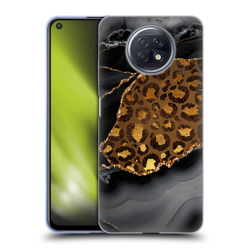 UtArt Wild Cat Marble Dark Gilded Leopard Soft Gel Case for Xiaomi Redmi Note 9T 5G