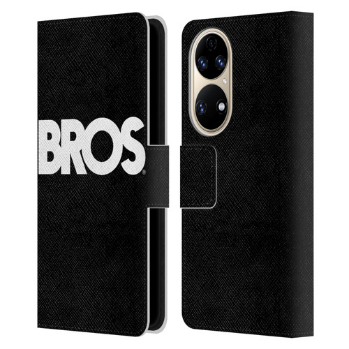 BROS Logo Art Text Leather Book Wallet Case Cover For Huawei P50