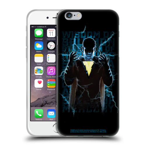 Shazam! 2019 Movie Character Art Lightning Typography Soft Gel Case for Apple iPhone 6 / iPhone 6s