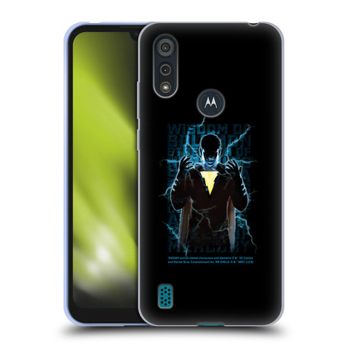 Shazam! 2019 Movie Character Art Lightning Typography Soft Gel Case for Motorola Moto E6s (2020)