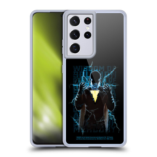 Shazam! 2019 Movie Character Art Lightning Typography Soft Gel Case for Samsung Galaxy S21 Ultra 5G