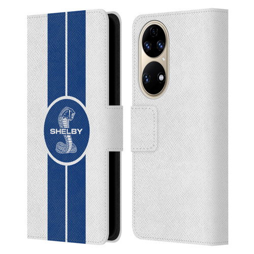 Shelby Car Graphics 1965 427 S/C White Leather Book Wallet Case Cover For Huawei P50