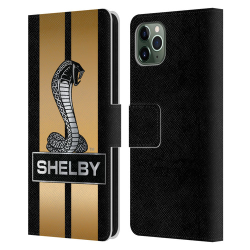 Shelby Car Graphics Gold Leather Book Wallet Case Cover For Apple iPhone 11 Pro Max