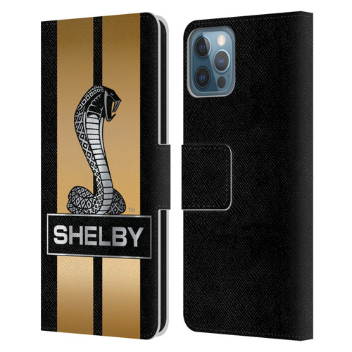Shelby Car Graphics Gold Leather Book Wallet Case Cover For Apple iPhone 12 / iPhone 12 Pro