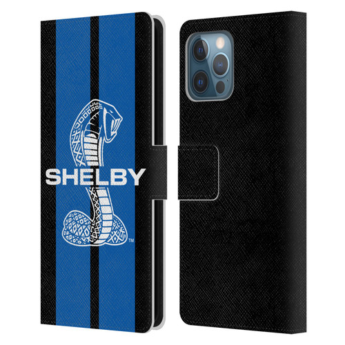 Shelby Car Graphics Blue Leather Book Wallet Case Cover For Apple iPhone 12 Pro Max