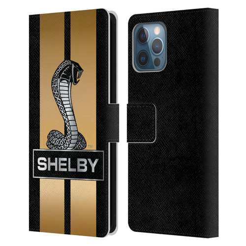 Shelby Car Graphics Gold Leather Book Wallet Case Cover For Apple iPhone 12 Pro Max