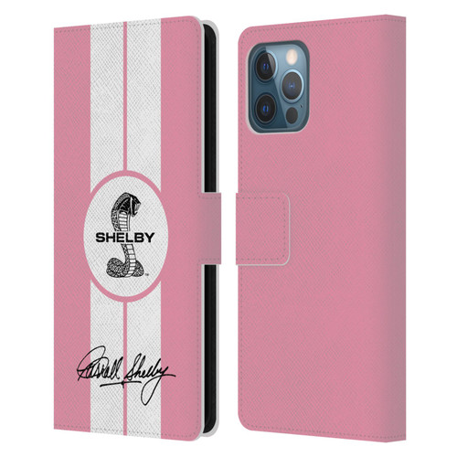 Shelby Car Graphics 1965 427 S/C Pink Leather Book Wallet Case Cover For Apple iPhone 12 Pro Max