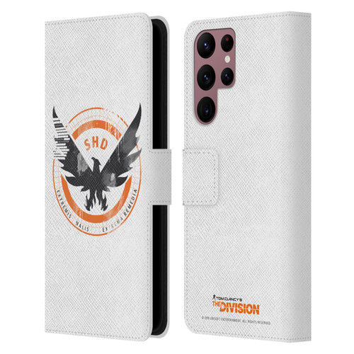 Tom Clancy's The Division Key Art Logo White Leather Book Wallet Case Cover For Samsung Galaxy S22 Ultra 5G