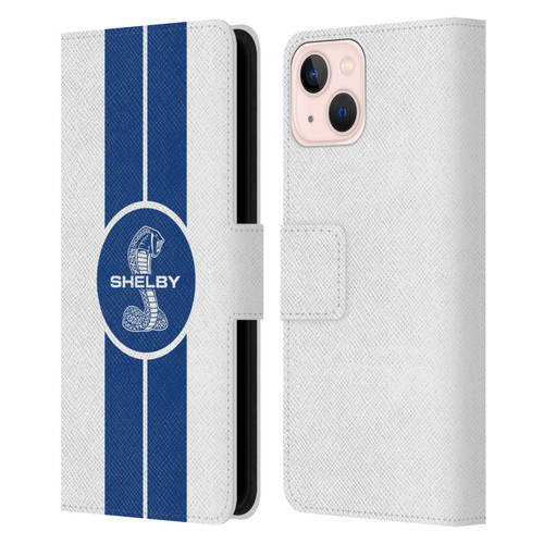 Shelby Car Graphics 1965 427 S/C White Leather Book Wallet Case Cover For Apple iPhone 13