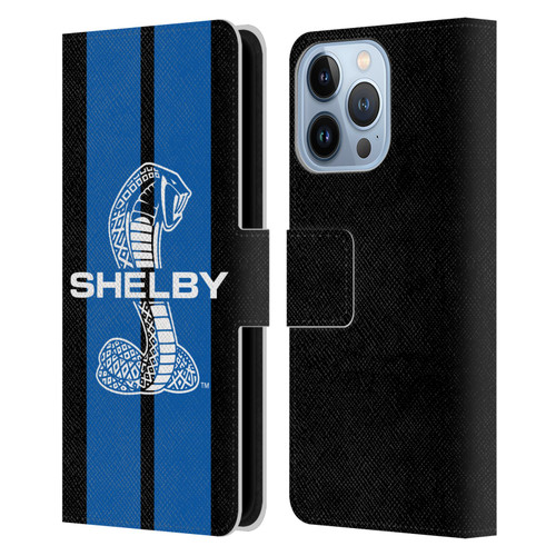 Shelby Car Graphics Blue Leather Book Wallet Case Cover For Apple iPhone 13 Pro