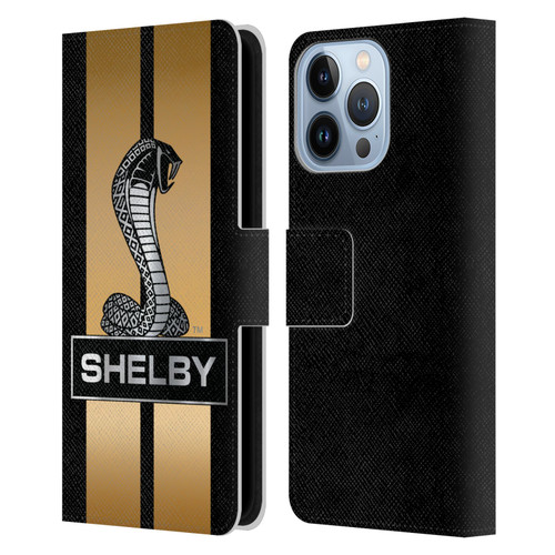 Shelby Car Graphics Gold Leather Book Wallet Case Cover For Apple iPhone 13 Pro