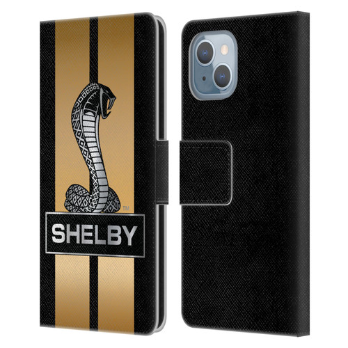 Shelby Car Graphics Gold Leather Book Wallet Case Cover For Apple iPhone 14