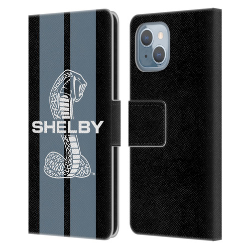 Shelby Car Graphics Gray Leather Book Wallet Case Cover For Apple iPhone 14