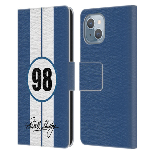 Shelby Car Graphics 1965 427 S/C Blue Leather Book Wallet Case Cover For Apple iPhone 14