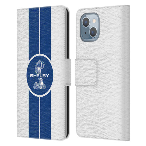 Shelby Car Graphics 1965 427 S/C White Leather Book Wallet Case Cover For Apple iPhone 14