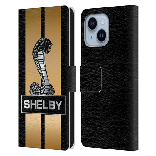 Shelby Car Graphics Gold Leather Book Wallet Case Cover For Apple iPhone 14 Plus