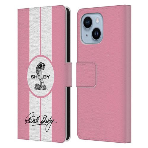 Shelby Car Graphics 1965 427 S/C Pink Leather Book Wallet Case Cover For Apple iPhone 14 Plus