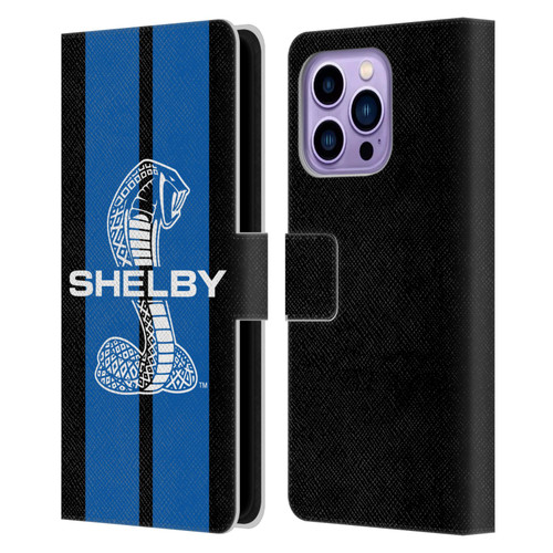 Shelby Car Graphics Blue Leather Book Wallet Case Cover For Apple iPhone 14 Pro Max