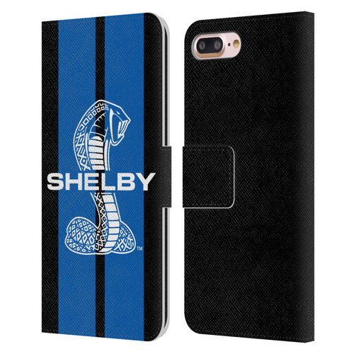 Shelby Car Graphics Blue Leather Book Wallet Case Cover For Apple iPhone 7 Plus / iPhone 8 Plus