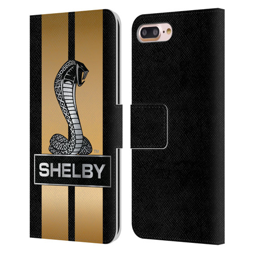 Shelby Car Graphics Gold Leather Book Wallet Case Cover For Apple iPhone 7 Plus / iPhone 8 Plus