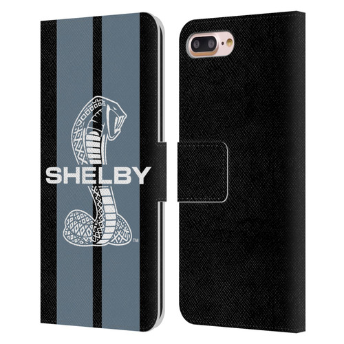 Shelby Car Graphics Gray Leather Book Wallet Case Cover For Apple iPhone 7 Plus / iPhone 8 Plus
