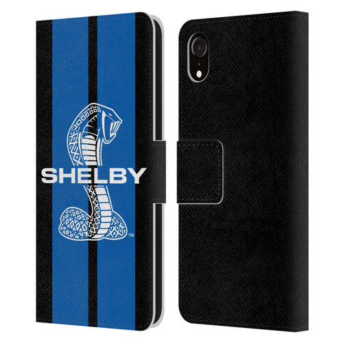 Shelby Car Graphics Blue Leather Book Wallet Case Cover For Apple iPhone XR