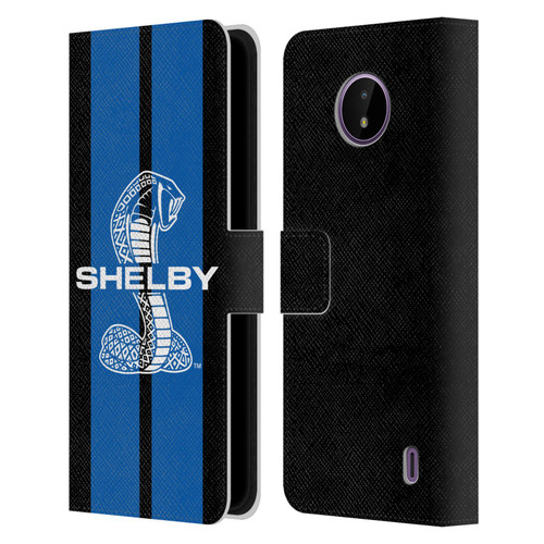 Shelby Car Graphics Blue Leather Book Wallet Case Cover For Nokia C10 / C20