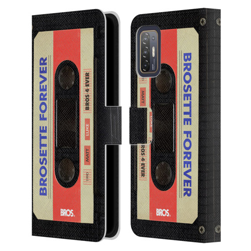 BROS Vintage Cassette Tapes Brosette Forever Leather Book Wallet Case Cover For HTC Desire 21 Pro 5G