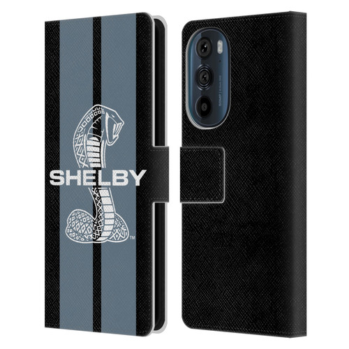 Shelby Car Graphics Gray Leather Book Wallet Case Cover For Motorola Edge 30