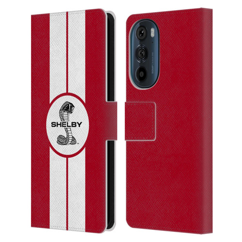 Shelby Car Graphics 1965 427 S/C Red Leather Book Wallet Case Cover For Motorola Edge 30