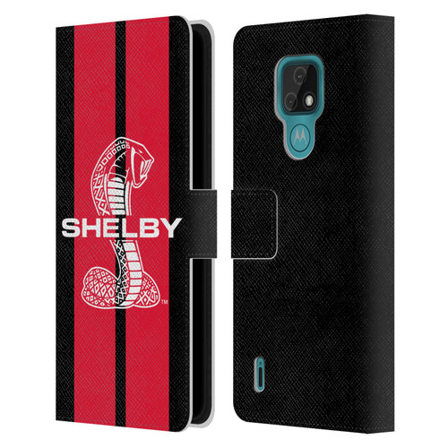 Shelby Car Graphics Red Leather Book Wallet Case Cover For Motorola Moto E7