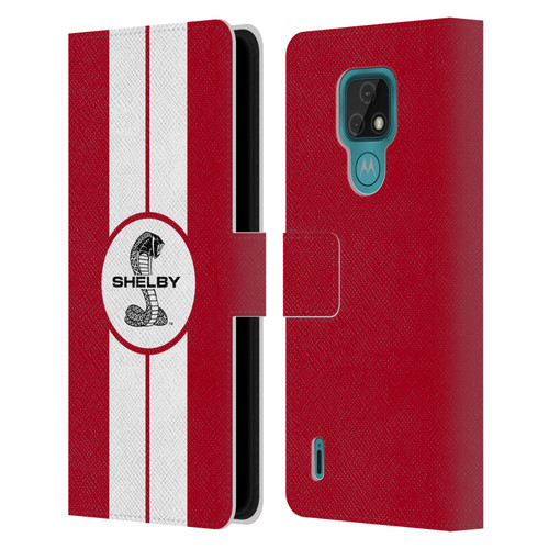 Shelby Car Graphics 1965 427 S/C Red Leather Book Wallet Case Cover For Motorola Moto E7