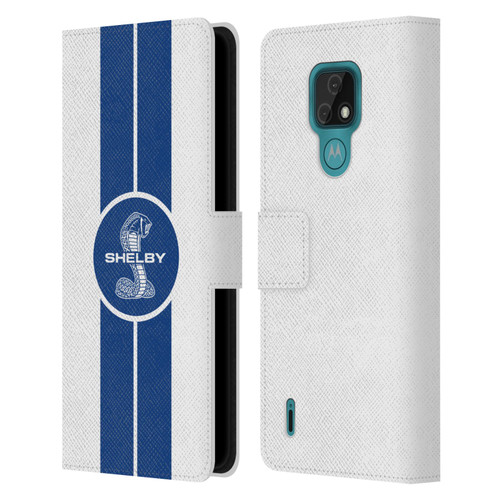 Shelby Car Graphics 1965 427 S/C White Leather Book Wallet Case Cover For Motorola Moto E7