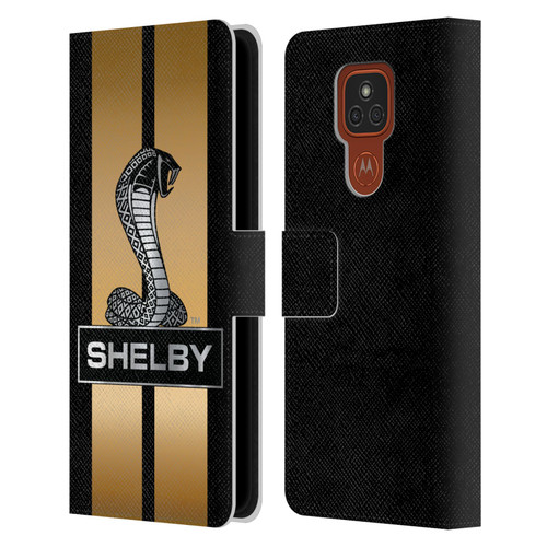 Shelby Car Graphics Gold Leather Book Wallet Case Cover For Motorola Moto E7 Plus