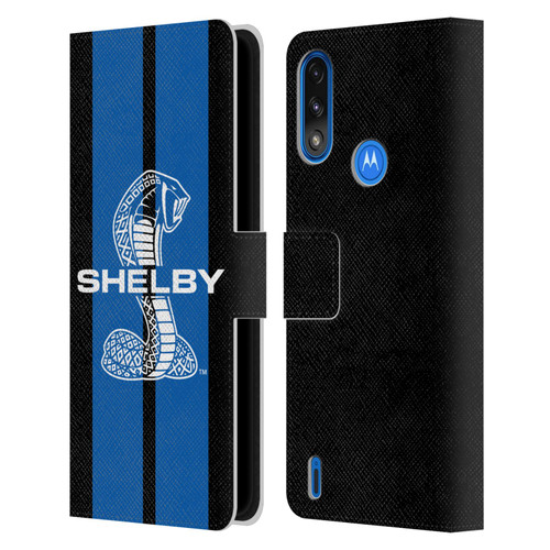 Shelby Car Graphics Blue Leather Book Wallet Case Cover For Motorola Moto E7 Power / Moto E7i Power