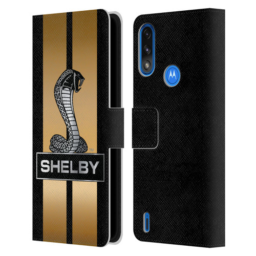 Shelby Car Graphics Gold Leather Book Wallet Case Cover For Motorola Moto E7 Power / Moto E7i Power