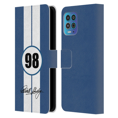 Shelby Car Graphics 1965 427 S/C Blue Leather Book Wallet Case Cover For Motorola Moto G100