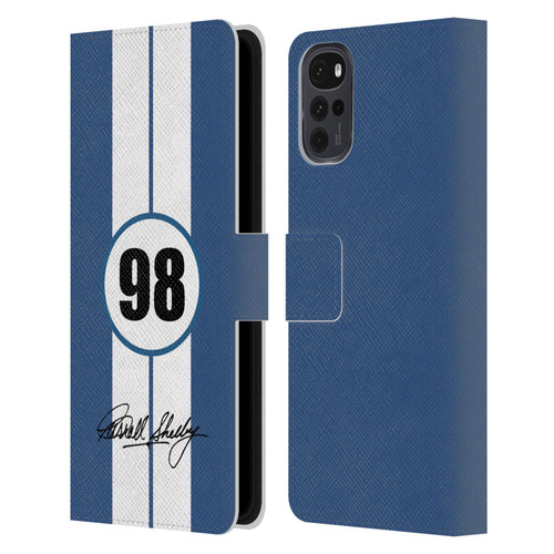 Shelby Car Graphics 1965 427 S/C Blue Leather Book Wallet Case Cover For Motorola Moto G22