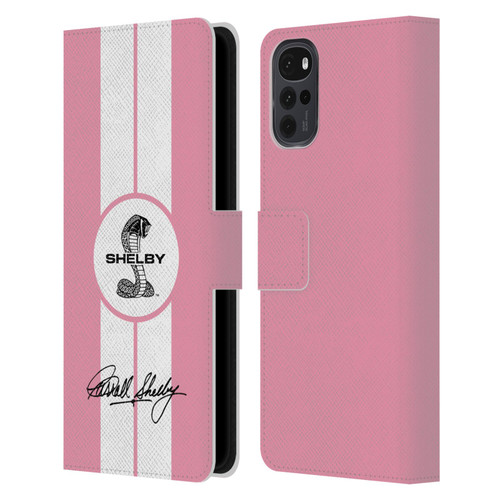 Shelby Car Graphics 1965 427 S/C Pink Leather Book Wallet Case Cover For Motorola Moto G22