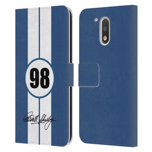 Shelby Car Graphics 1965 427 S/C Blue Leather Book Wallet Case Cover For Motorola Moto G41