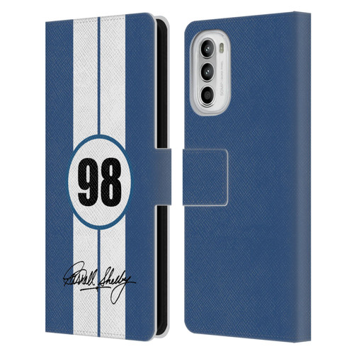 Shelby Car Graphics 1965 427 S/C Blue Leather Book Wallet Case Cover For Motorola Moto G52