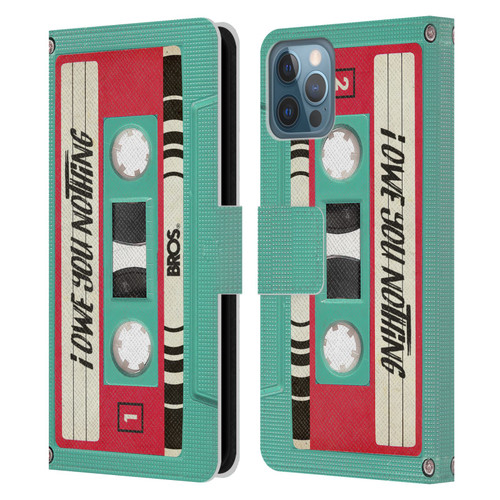 BROS Vintage Cassette Tapes I Owe You Nothing Leather Book Wallet Case Cover For Apple iPhone 12 / iPhone 12 Pro