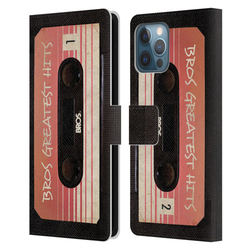 BROS Vintage Cassette Tapes Greatest Hits Leather Book Wallet Case Cover For Apple iPhone 12 Pro Max
