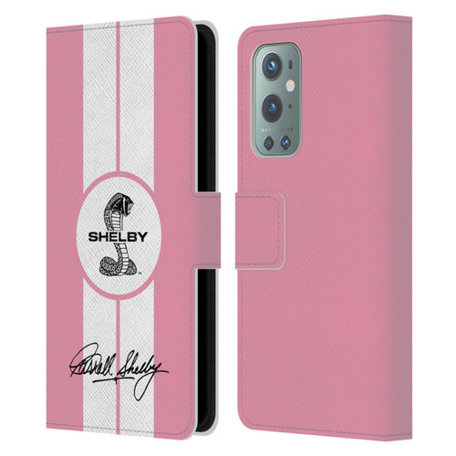 Shelby Car Graphics 1965 427 S/C Pink Leather Book Wallet Case Cover For OnePlus 9