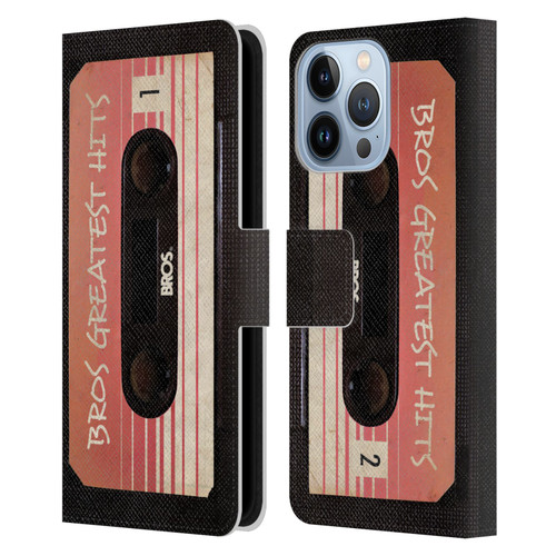 BROS Vintage Cassette Tapes Greatest Hits Leather Book Wallet Case Cover For Apple iPhone 13 Pro