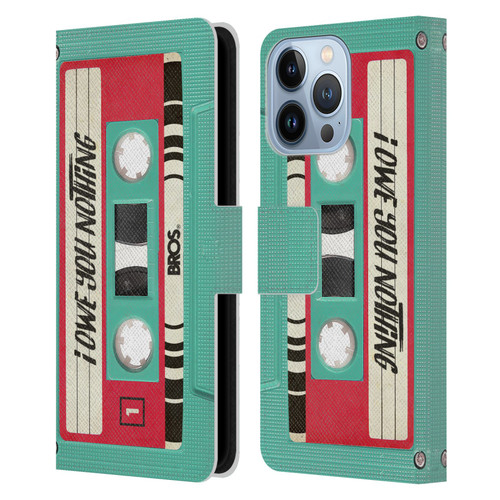 BROS Vintage Cassette Tapes I Owe You Nothing Leather Book Wallet Case Cover For Apple iPhone 13 Pro