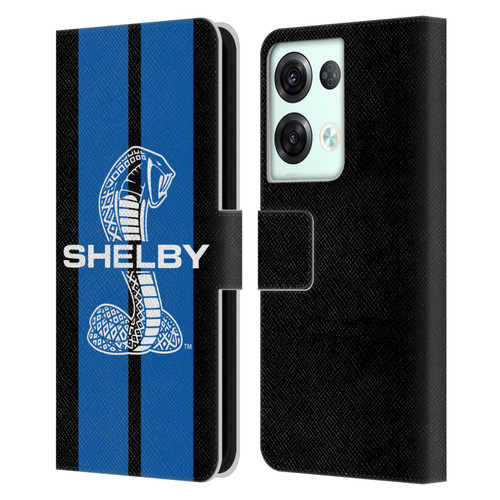 Shelby Car Graphics Blue Leather Book Wallet Case Cover For OPPO Reno8 Pro