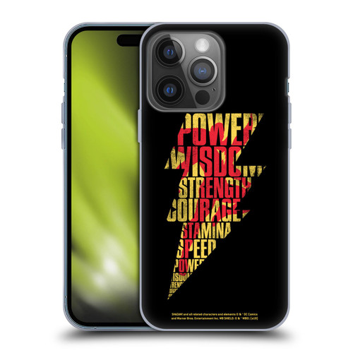 Shazam! 2019 Movie Logos Distressed Look Lightning Soft Gel Case for Apple iPhone 14 Pro