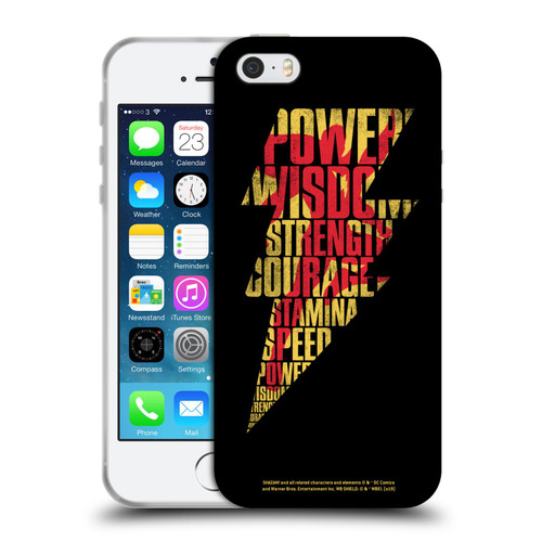 Shazam! 2019 Movie Logos Distressed Look Lightning Soft Gel Case for Apple iPhone 5 / 5s / iPhone SE 2016